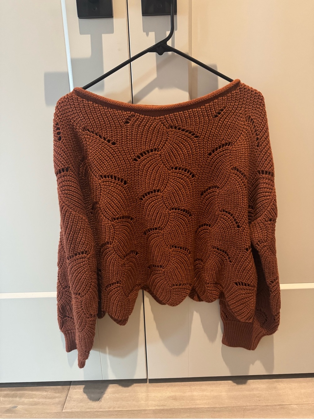 LuLu’s Rust Knit Openwork Sweater